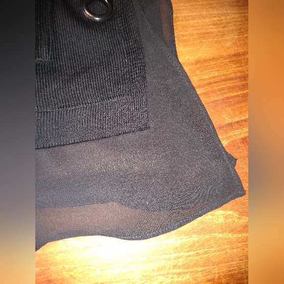 Michel Studio Collection, Black Knit Top, Size 4X, Gauze Trim on Bottom … - Picture 12 of 13